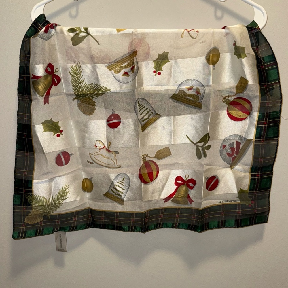 Liz Claiborne Festive Holiday Scarf - Red, Green, Gold, Silver